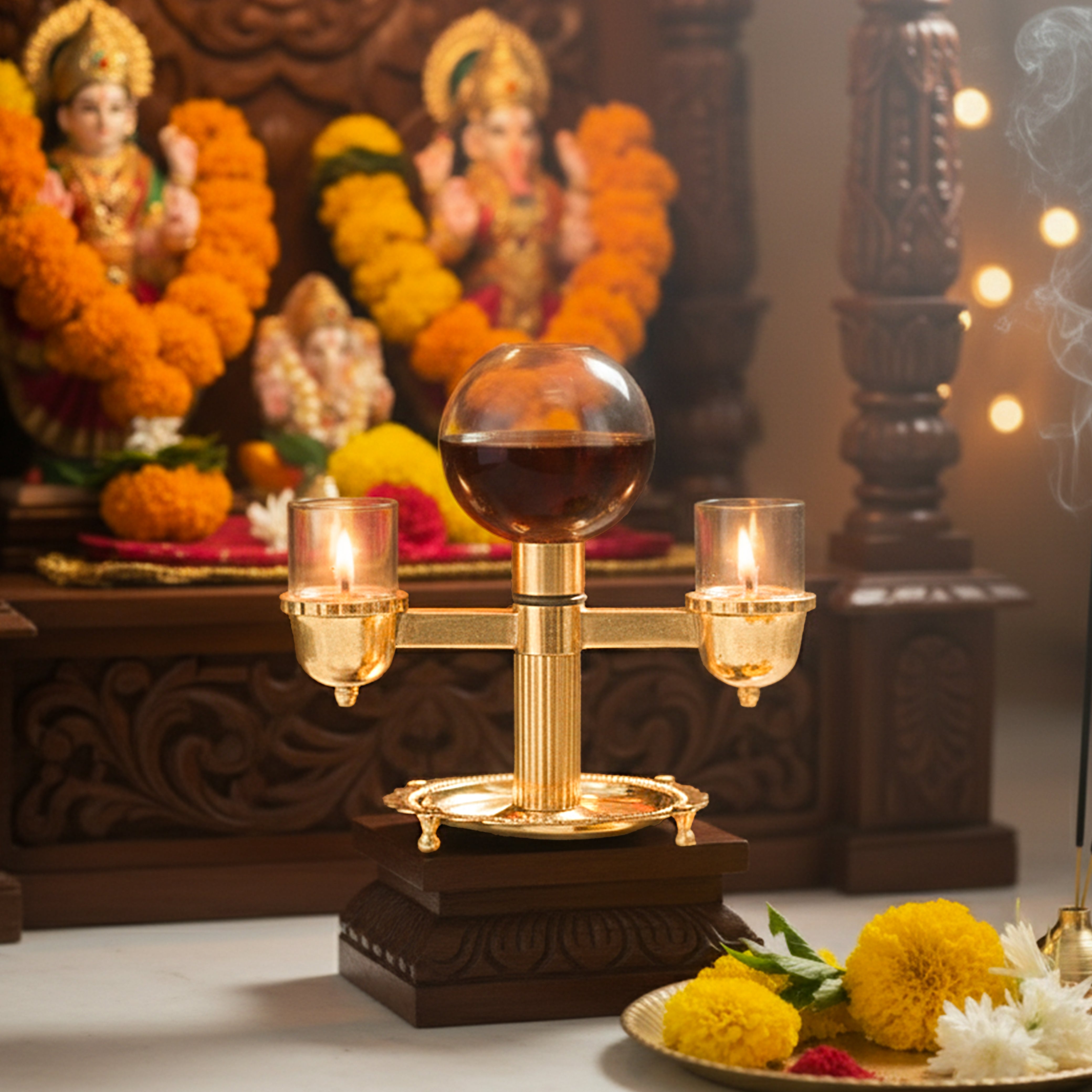 Two-Sided Brass Akhand Diya